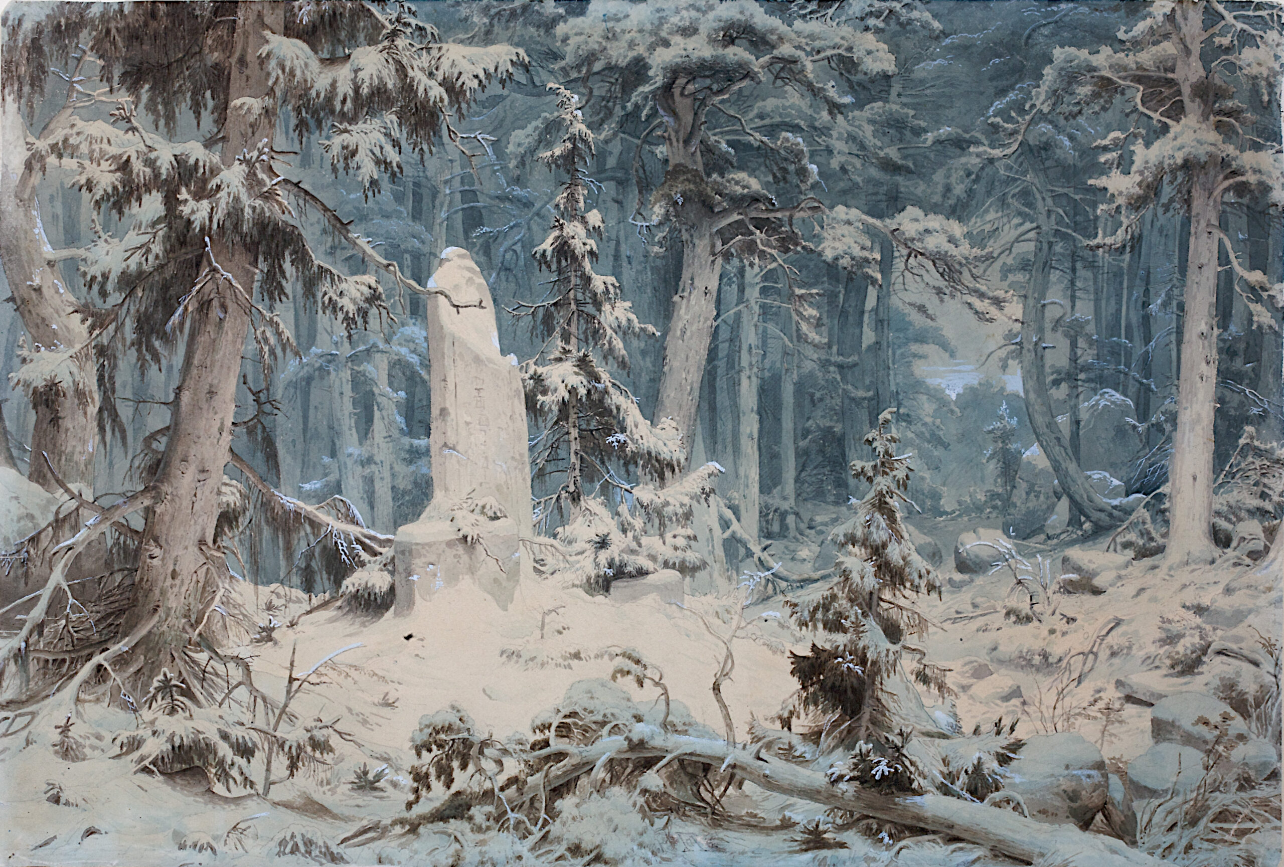 Andreas Achenbach | Verschneiter Wald, 1835, Aquarell, 42,3 x 62,5 c