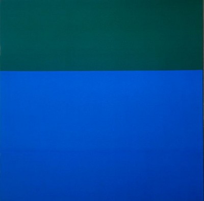 Blinky Palermo | Ohne Titel (Stoffbild), 1969, Baumwolle, grün und blau gefärbt, 198,5 x 198,5 cm