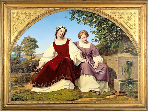 Eduard Bendemann | Zwei Mädchen am Brunnen, 1833, Öl auf Leinwand, 131 x 183 cm, Inv.-Nr. M 1981-1, Foto: Kunstpalast – ARTOTHEK