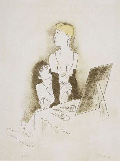 Jeanne Mammen (1890-1976) | Eifersucht, um 1930-32, Farblithografie, 40,5 x 34,5 cm
