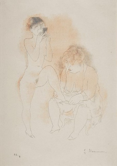 Jeanne Mammen (1890-1976) | Beim Schminken, um 1930-32, Farblithografie, 41,4 x 30,1 cm, erworben 2021