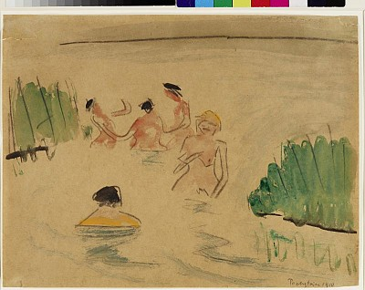 Max Pechstein (1881–1955) | Badende, 1910, Aquarell, Bleistift, 33 × 43 cm, erworben 2020