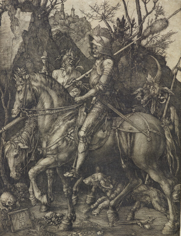 Albrecht Dürer, Ritter, Tod und Teufel, Kupferstich, 24,6 x 19 cm, 1513, Kunstpalast, Sammlung der Kunstakademie Düsseldorf (NRW), Foto: © Kunstpalast- LVR-ZMB – Annette Hiller