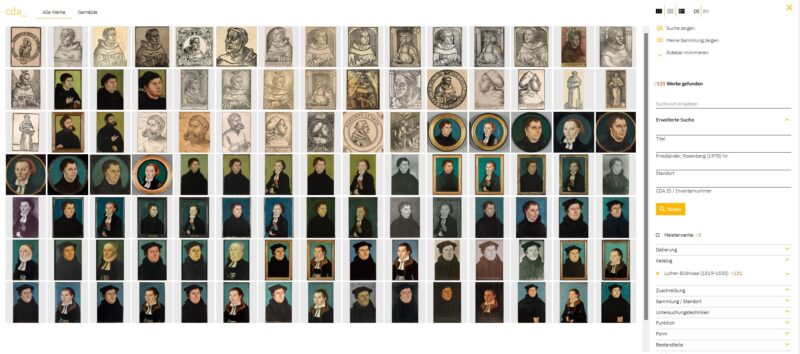 Screenshot showing ‘The Critical Catalogue of Luther Portraits (1519 – 1530)’