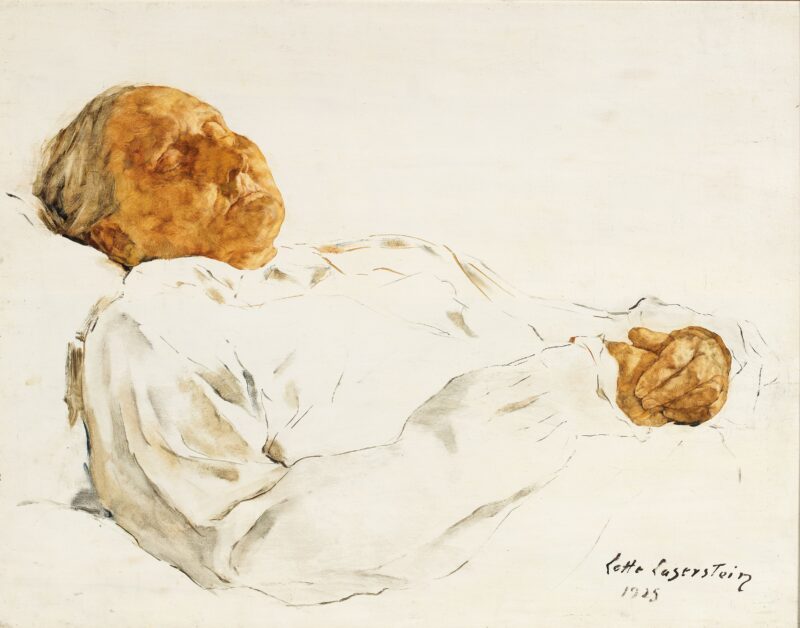 Lotte Laserstein,Auf dem Totenbett, 1931 Öl auf Holz, 54,5 x 70 cm Sign. unten rechts: Lotte Laserstein / 1925 Dauerleihgabe der Freunde des Kunstpalastes