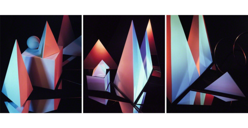 Barbara Kasten, Triptych I, 1983, Polacolor Fotografien, dreitilig, insgesamt 61 x 152,4 cm, Sammlung Kunstpalast