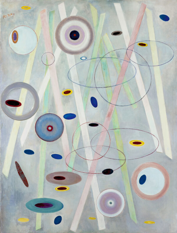 Hilla Rebay von Ehrenwiesen (1890 – 1967) Komposition (Freude), ca. 1948 127,0 x 96,5 cm Öl auf Leinwand Düsseldorf, Kunstpalast Schenkung Hilla Rebay von Ehrenwiese Foto: © Kunstpalast – LVR-ZMB – Stefan Arendt - ARTOTHEK