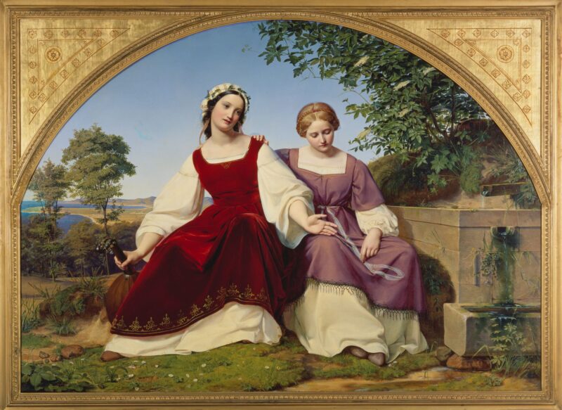 Eduard Bendemann | Zwei Mädchen am Brunnen, 1833, Öl auf Leinwand, 131 x 183 cm, Inv.-Nr. M 1981-1, Foto: Kunstpalast – ARTOTHEK
