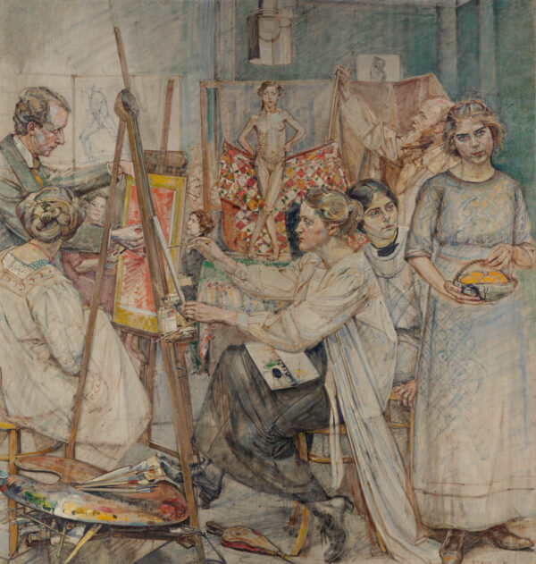 Gertrud von Kunowski, Die Malschule, Atelier der Künstlerin in Düsseldorf, 1912, Bauhaus-Archiv Berlin