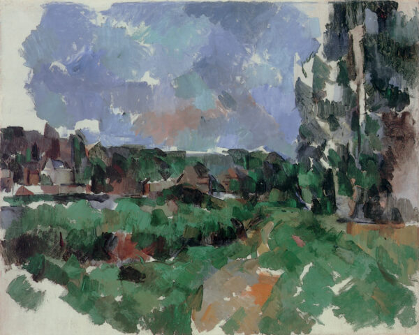 Paul Cézanne, Flusslandschaft mit Häusern, circa 1904
