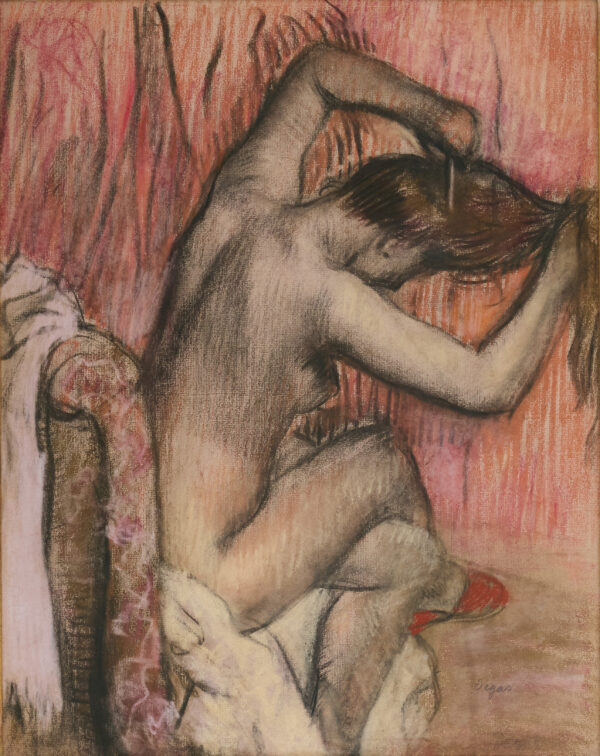 Edgar Degas (1834–1917) Sich kämmender Akt, 1886-1890, Kohle, Pastellkreiden auf Papier, 60 × 45,5 cm © The Scharf Collection, Foto: Ruland Photodesign