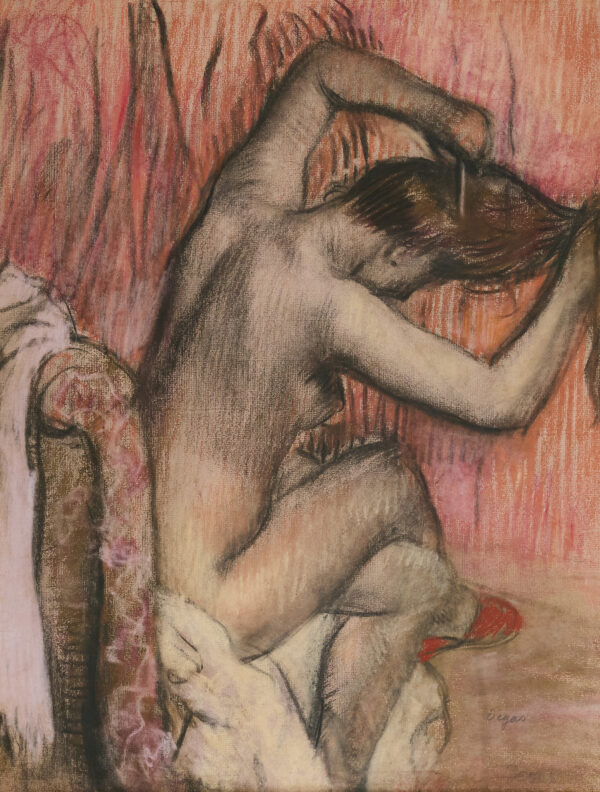 Edgar Degas (1834–1917)Sich kämmender Akt, 1886–1890Kohle, Pastellkreiden auf Papier60 × 45,5 cm(c) The Scharf Collection, Foto: klaus ruland photography