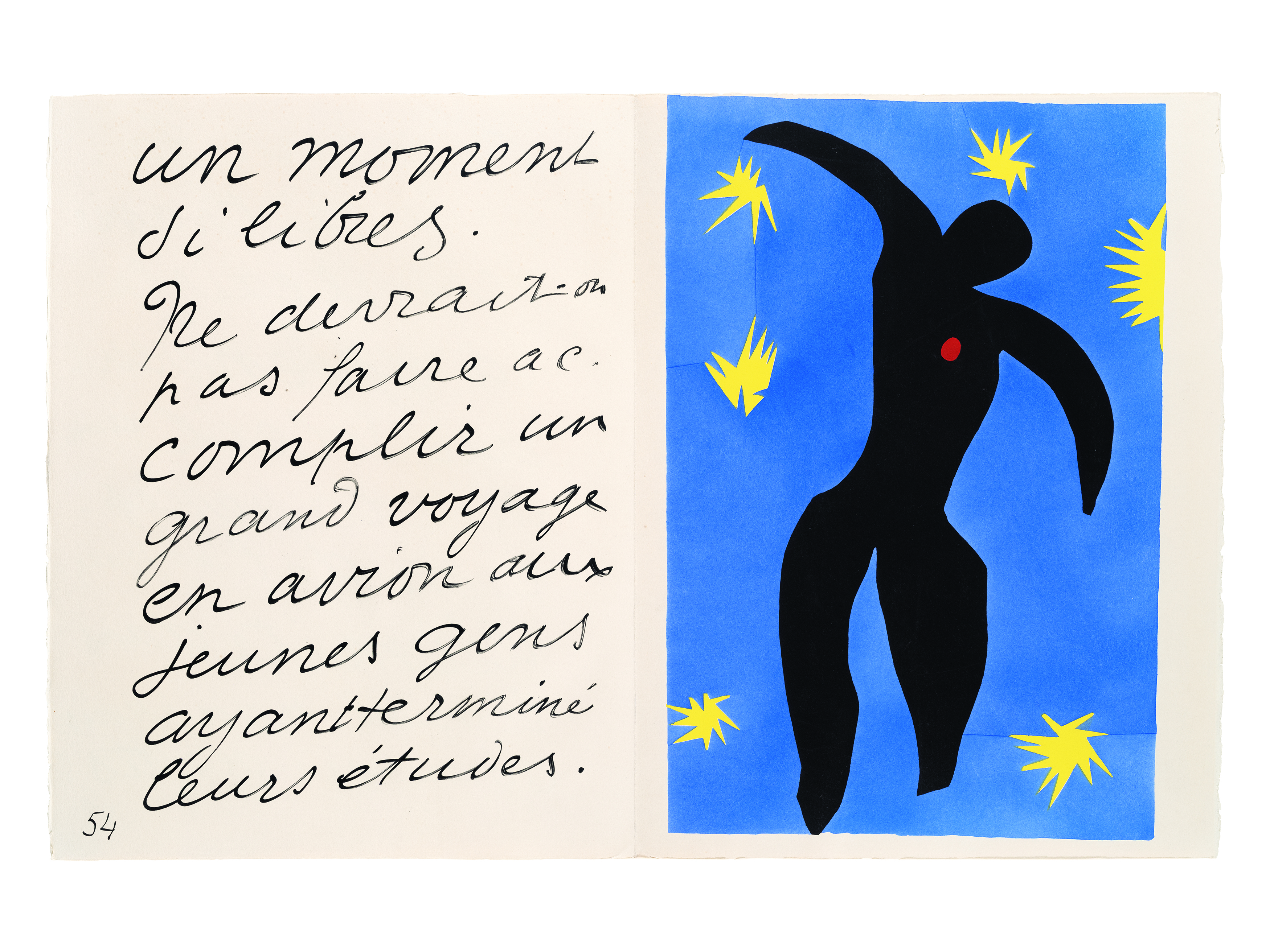 Henri Matisse (1869–1954)Jazz, 1947Ikarus (Icare), 8. TafelSchablonendruck auf Papierje 42 × 65 cm (Doppelseite)(c) The Scharf Collection, Foto: Henning Krause