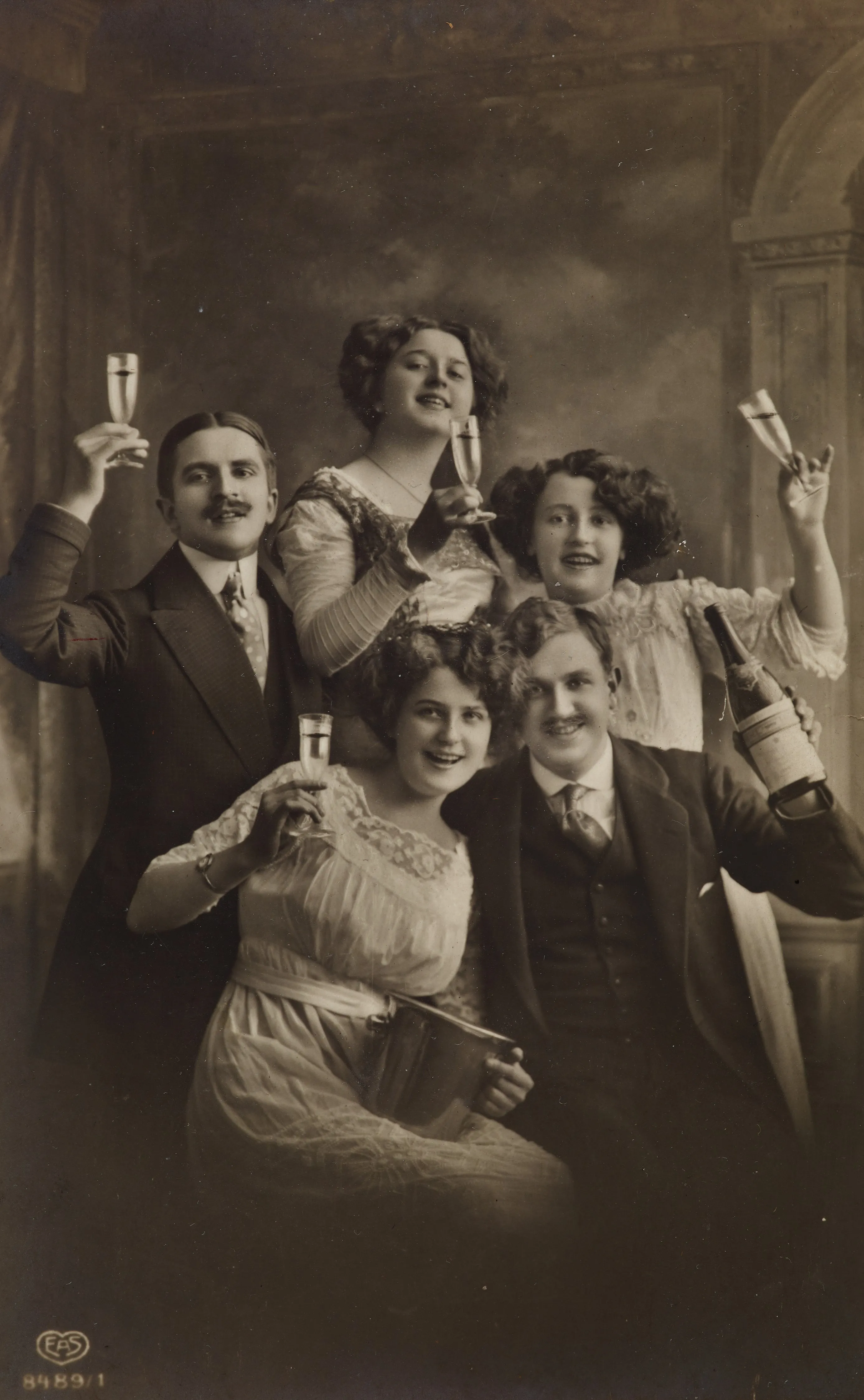 Unknown, postcard with party guests, ca. 1900–1919