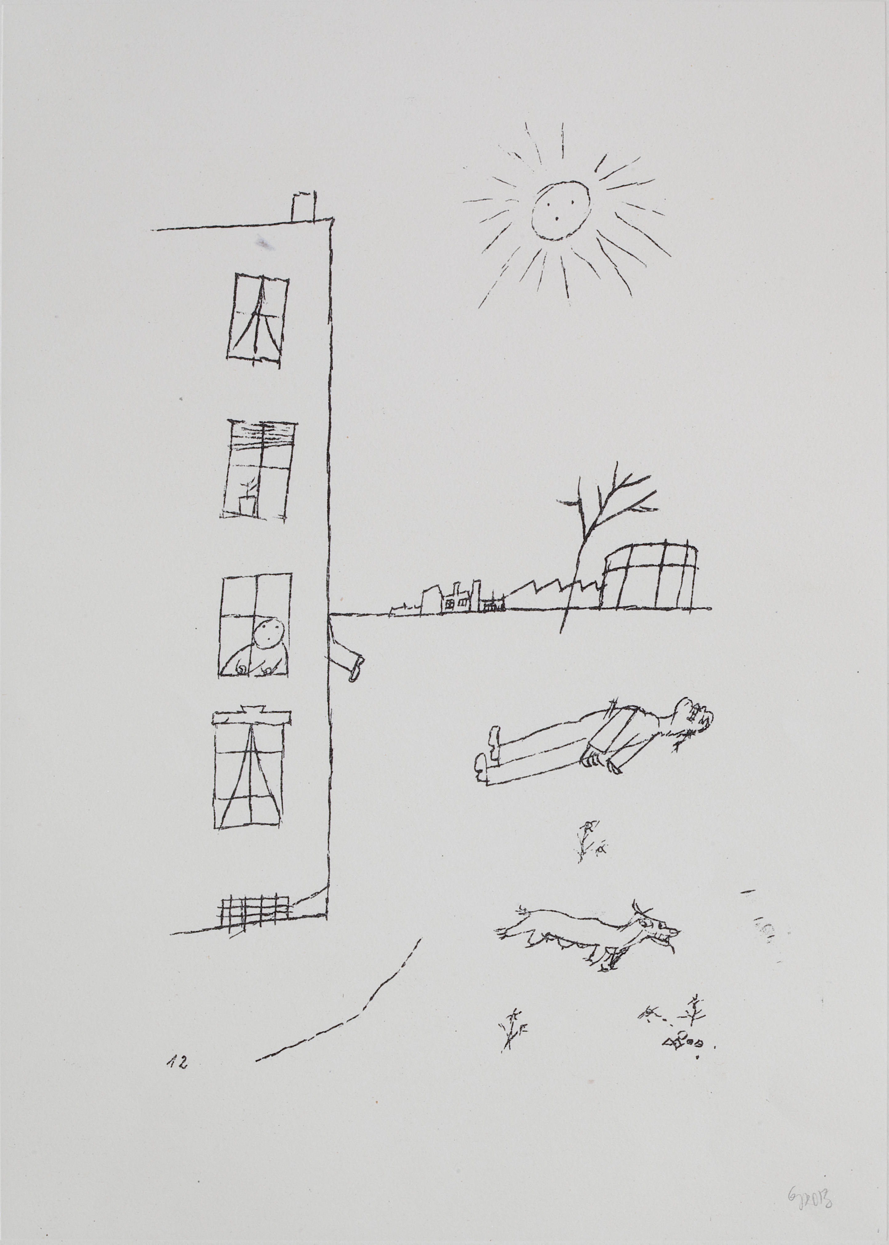 George Grosz, Mord, 191516, Offsetdruck nach Zeichnung, schwarz-weiß auf Velin, 42,1 x 50 cm, Kunstpalast, Foto © Kunstpalast – Horst Kolberg