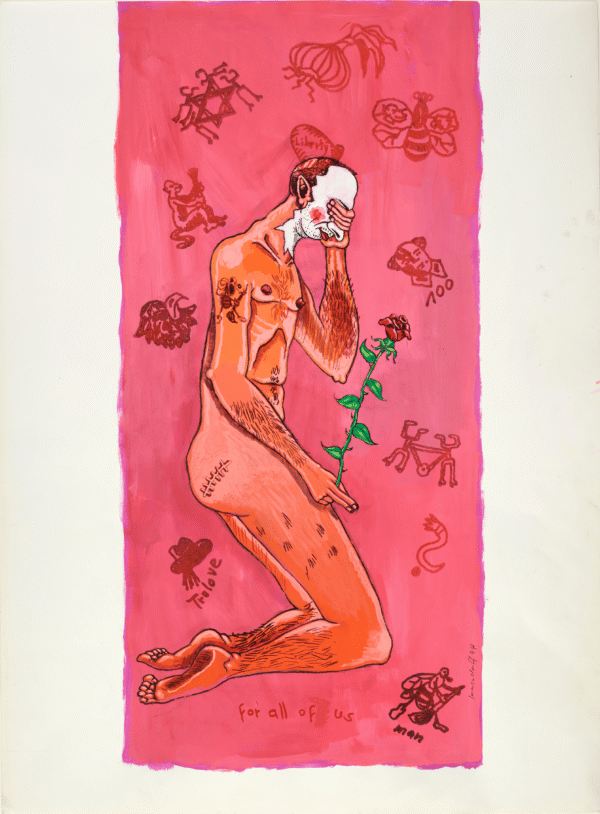 Jörg Immendorff, Für uns alle, 1994, Gouache auf beschichtetem Papier, 80 × 59 cm, Kunstpalast, Düsseldorf, Foto: Kunstpalast – LVR-ZMB – Annette Hiller, © VG Bild-Kunst, Bonn 2026