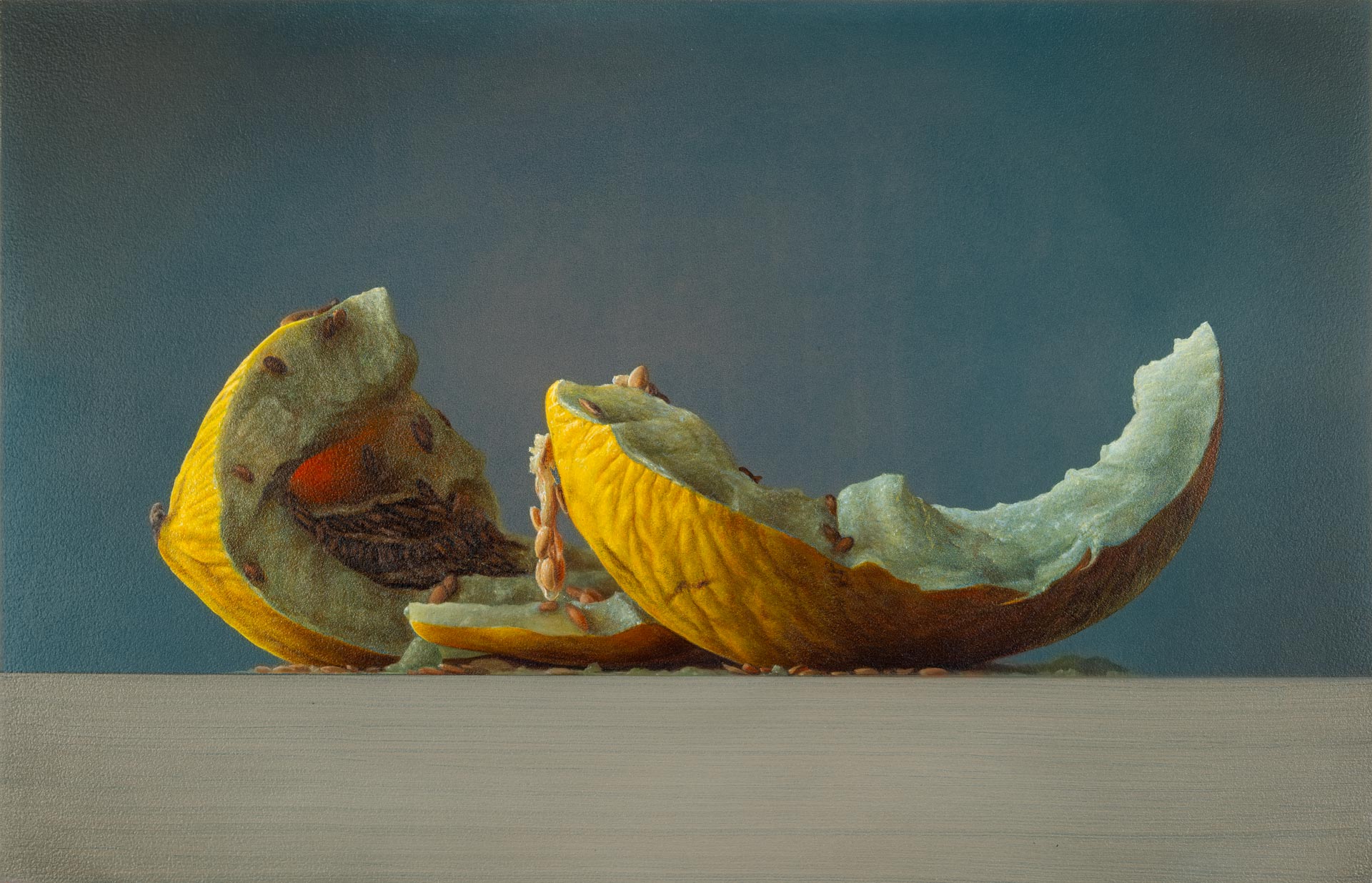 Honigmelone (2025), Öl auf Mdf, 31x48 cm, Copyright: Bart Koning